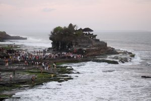 Tanah Lot is a rock formation off the Indonesian island of Bali. It is home to the ancient Hindu pilgrimage temple Pura Tanah Lot
